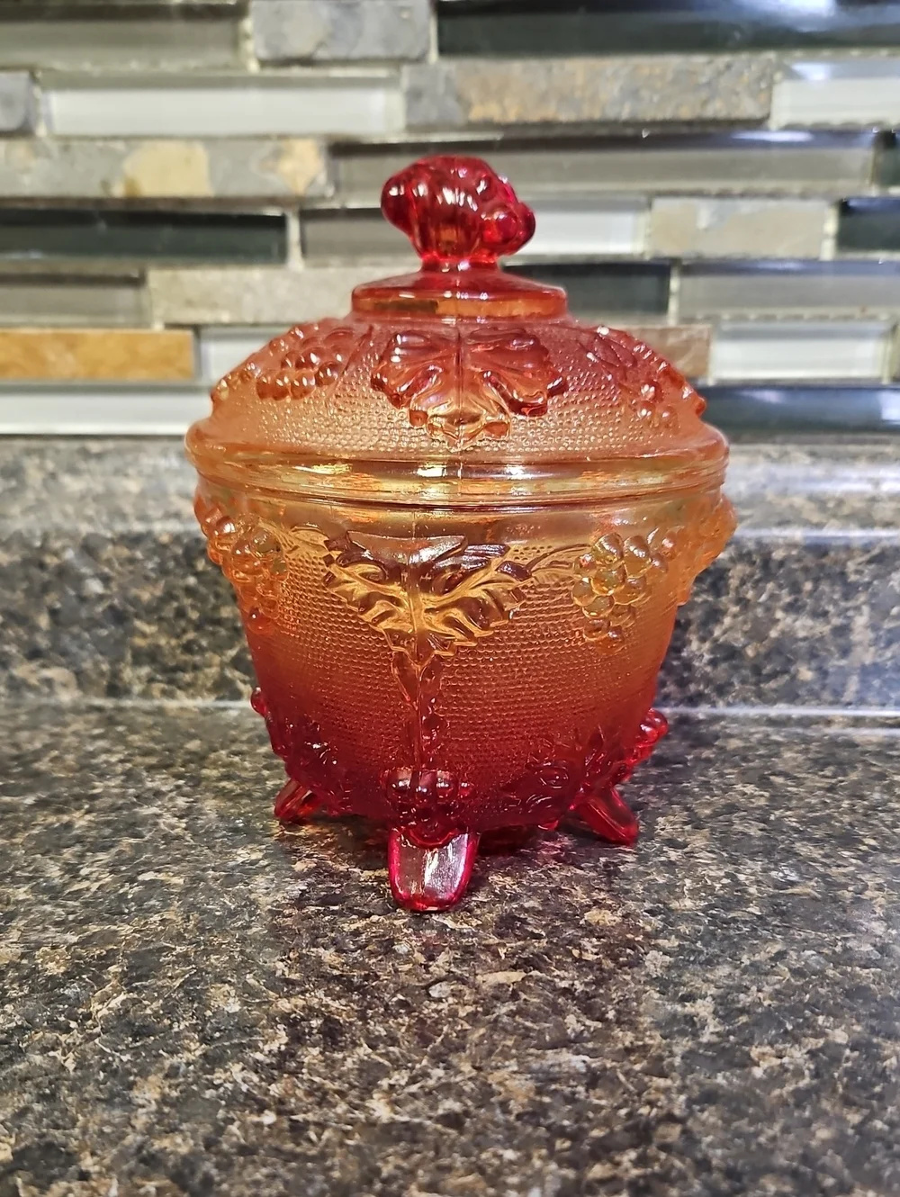 Vintage Jeanette Glass Amberina Candy Dish - Picture 1 of 7